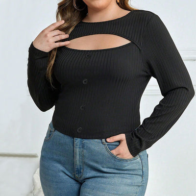 Blusa Ajustada Elegante con Detalles Calados y Mangas Largas - Image 4