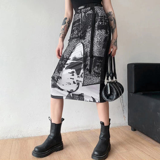Falda Estampada con Degradado y Diseño Personalizado de Tinta Salpicada