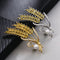 Broche de Trigo en Oro Blanco y Circón Blanco