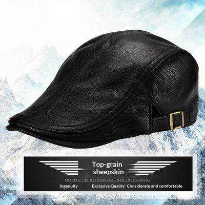 Gorra de Cuero Estilo Coreano Delgada para Otoño e Invierno - Caballeros Maduros