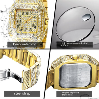 Reloj Cuadrado de Cuarzo para Hombre con Diamantes PINTIME - Image 3