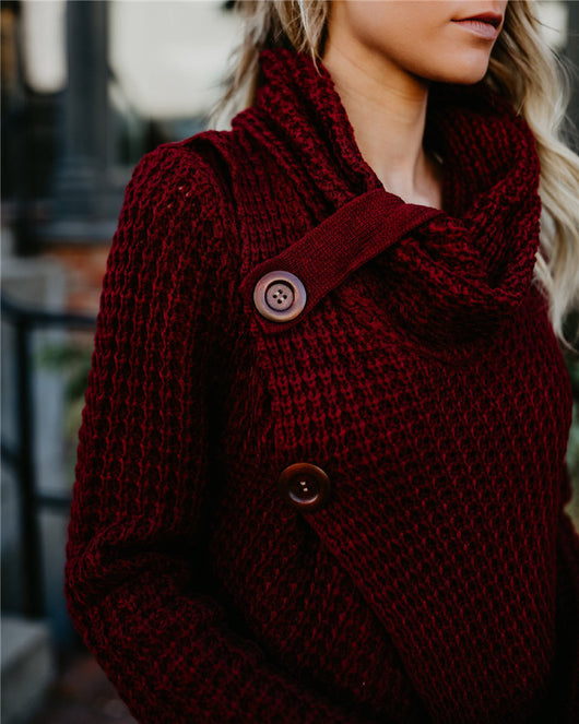 Suéter de Cuello Alto con Botones para Mujer - Manga Larga - Image 10