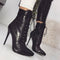 Botas Sexys de Encaje con Punta Aguda y Estampado de Serpiente