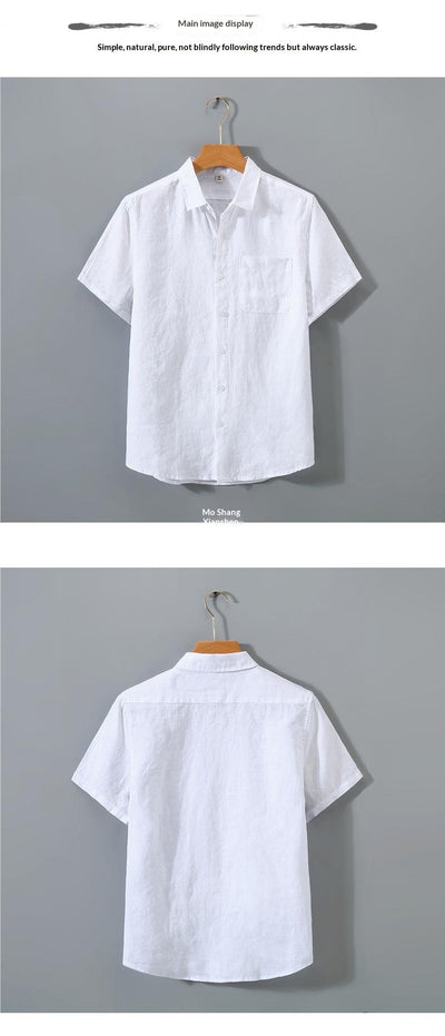 Camisa de Lino Puro para Hombre de Manga Corta - Image 11