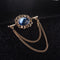Fringed shirt collar brooch Blue