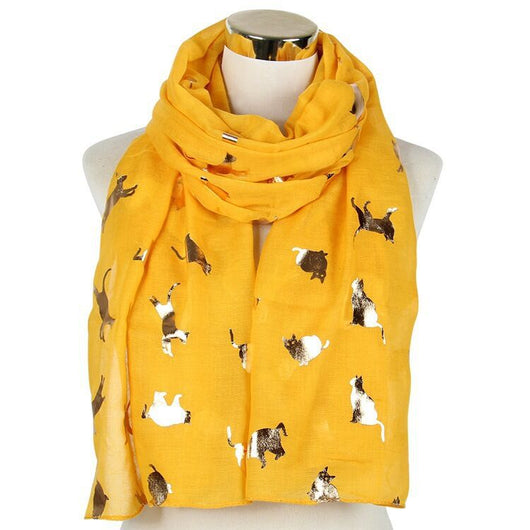 Pañuelo de Poliéster Estampado con Felino Dorado - Image 2