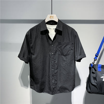 Camisa Suelta Manga Corta Estilo Coreano Japonés para Hombre - Image 18