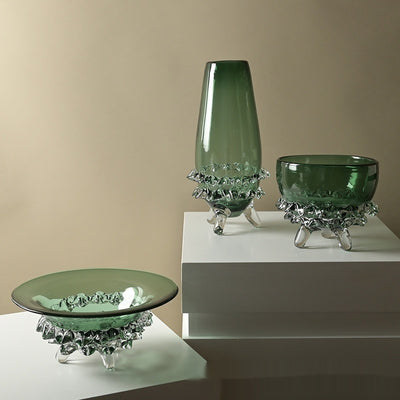 Jarrón de Cristal Transparente con Base Alta Elegante