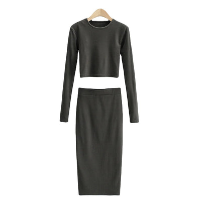 Conjunto Falda Acolchada Cuello Redondo Elegante - Image 11