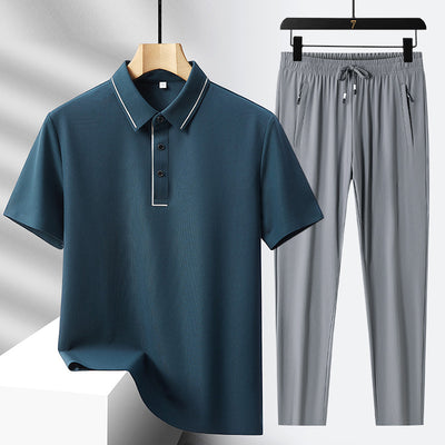Conjunto Deportivo Polo y Pantalón Ice Silk sin Costuras - Lujo Ligero - Image 13