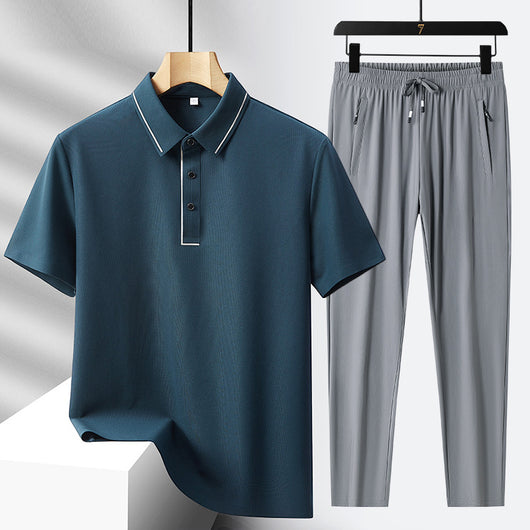 Conjunto Deportivo Polo y Pantalón Ice Silk sin Costuras - Lujo Ligero - Image 13