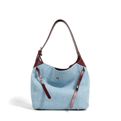 Bolso Tote de Cuero Premium con Detalles Denim - Gran Capacidad - Image 5