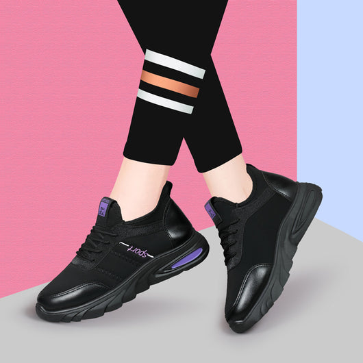 Zapatos Casuales de Viscosa con Punta Redonda y Cordones en Negro - Image 9