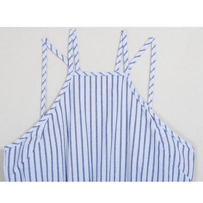 Jumpsuit Casual Elegante con Tirantes Halter y Rayas - Image 4