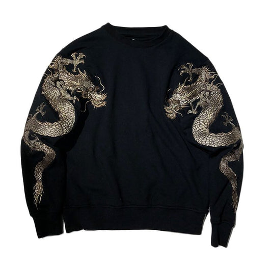 Sudadera de cuello redondo para hombre con bordado y mangas dobles