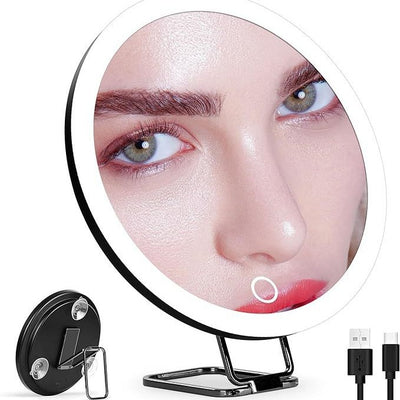 Espejo de Maquillaje Giratorio con Luz LED Recargable y Soporte - Image 6