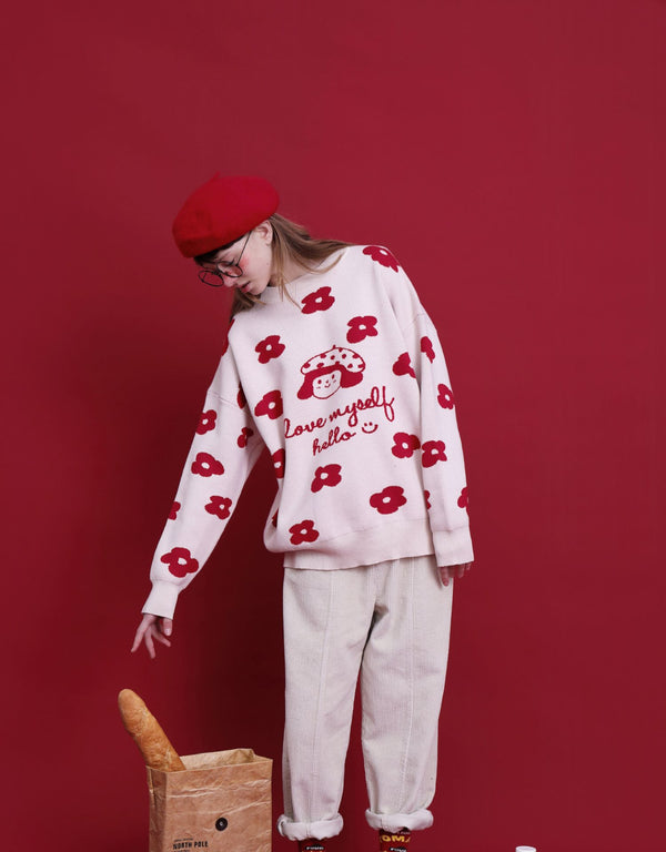 Suéter para niña con diseño jacquard estampado de dibujos animados