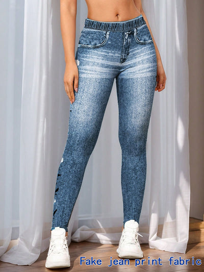Leggings de Estilo Denim con Estampado Digital para Mujer - Image 11