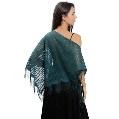 Vestido de Noche con Capa de Encaje y Escote Triangular - Image 12