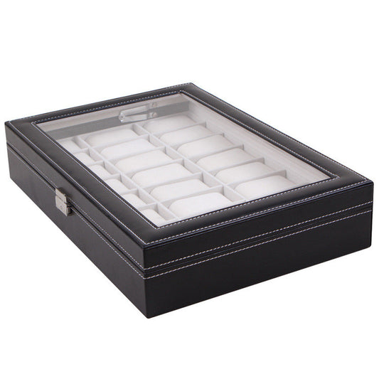 Caja Organizadora para Relojes 24 Compartimentos con Tapa de Cristal