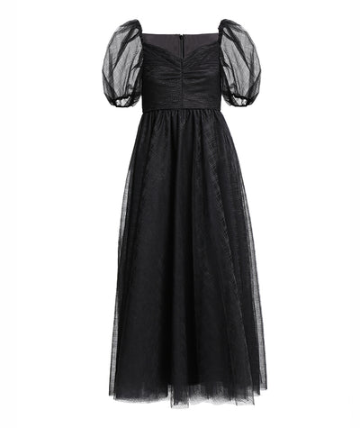 Vestido Cuadros con Mangas Voluminosas y Cuello Clásico - Image 3