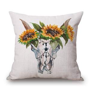 Cojín Lumbar de Lino con Diseño Girasol para Sofá y Cintura - Image 9