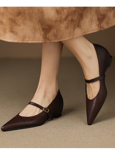 Pumps Retro Francés Punta Fina de Piel de Oveja para Mujer - Image 11