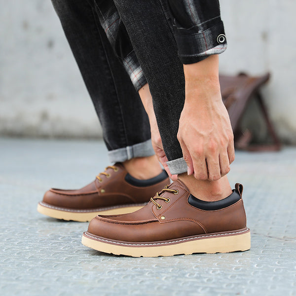 Botas Martin de Cuero Genuino para Hombre - Zapatos Trabajo Resistentes Punta Reforzada