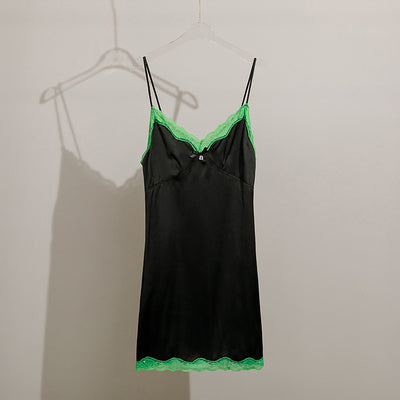 Vestido Deslizante con Patchwork de Encaje - Image 11