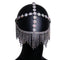 Time Party Short Hanging Beard Face Mask, New Personality Diamond-studded Tassel Finish Silver