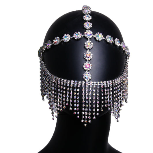 Máscara Facial Decorativa con Borlas y Diamantes - Accesorio de Fiesta Versátil - Image 2