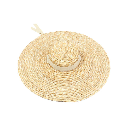 Sombrero de Paja con Ala Ancha y Cinta Decorativa para Playa - Image 3