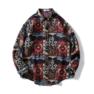 Camisa Suéter Impresa de Lana para Hombre - Corte Holgado Manga Larga