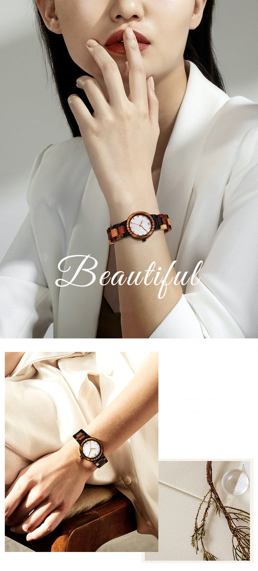 Reloj de Dama con Carcasa de Perla y Madera Natural - Image 8
