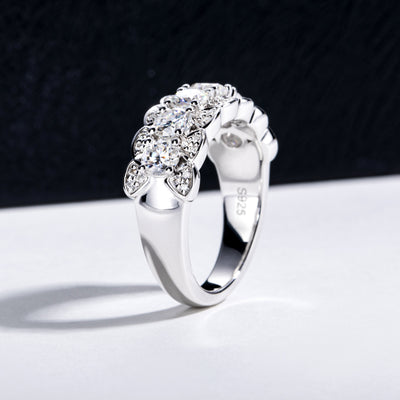 Anillo de Plata 925 con Baño de Oro 18K y Moissanita Completa - Image 3