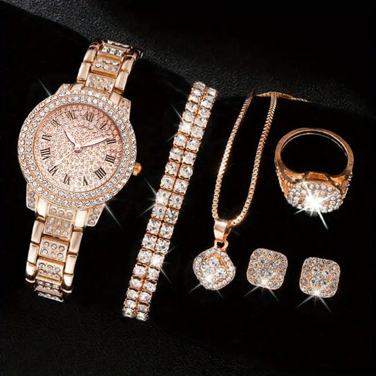 Conjunto de 5 Relojes de Moda para Mujer con Diamantes y Cuarzo Romano - Image 8