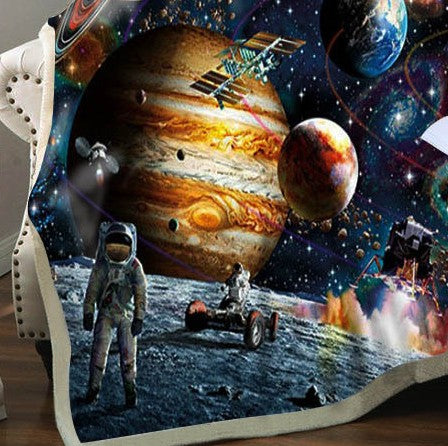 Manta Polar de Perezoso Cartoon Universo Espacio Exterior Sherpa Fleece - Image 2