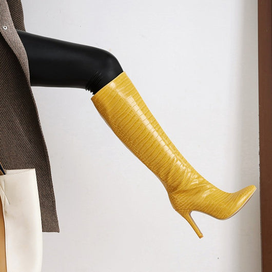 Zapatos de Tacón Stiletto Puntiagudo con Textura de Piedra - Estilo Europeo y Americano - Image 10