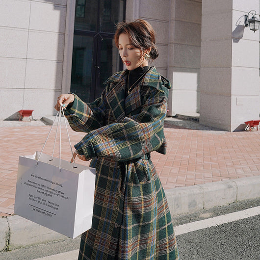 Abrigo Largo de Cuadros para Mujer - Elegancia Otoño e Invierno - Image 3
