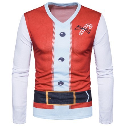 Camiseta Navideña Estampada de Manga Larga para Hombre - Image 12