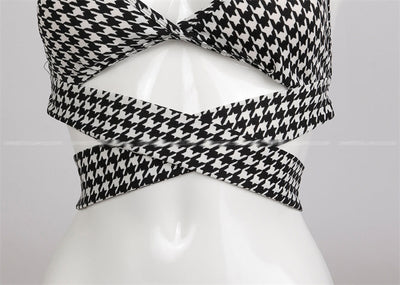 Bikini Estampado Cuadros con Lazo Cruzado - Image 5