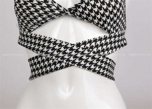 Bikini Estampado Cuadros con Lazo Cruzado - Image 5