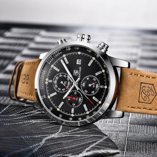 Reloj de Cuarzo Elegante para Hombre - Marca Luxury con Correa de Cuero