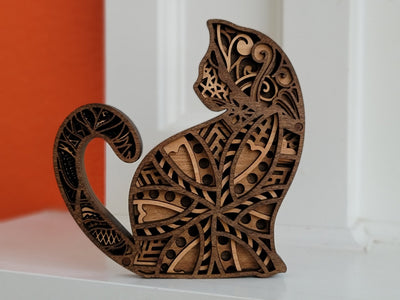 Escultura de Gato Tallada a Mano en Madera - Image 4