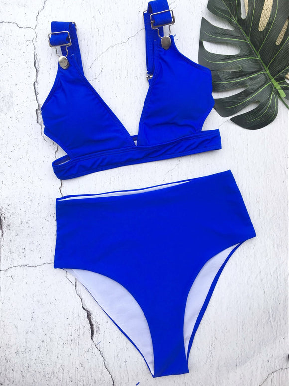 Bikini Sexy de Color Sólido para Mujer