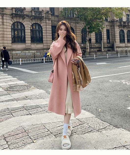 Abrigo de Lana Hepburn Coreano Suelto Midi para Otoño e Invierno - Image 34