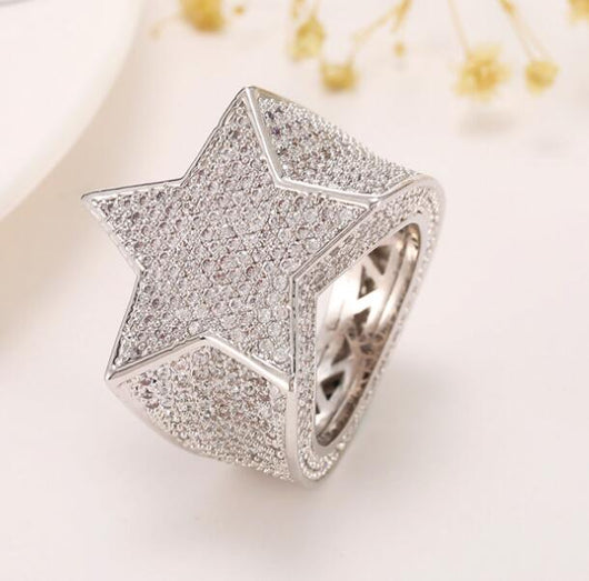 Anillo Estrella de Cinco Puntas con Diamantes Hip-hop para Hombre - Image 3