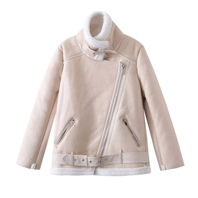 Chaqueta Motociclista de Piel con Forro de Lana Grueso y Cálido - Image 2