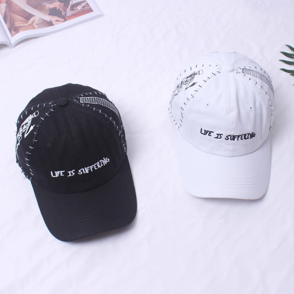 Gorra de Béisbol Hip Hop con Bordado de Calavera para Niños Negro y Blanco