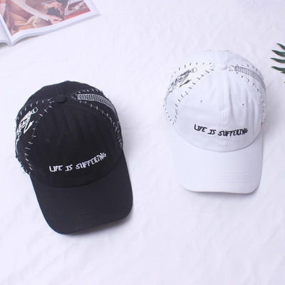 Gorra de Béisbol Hip Hop con Bordado de Calavera para Niños Negro y Blanco - Image 2